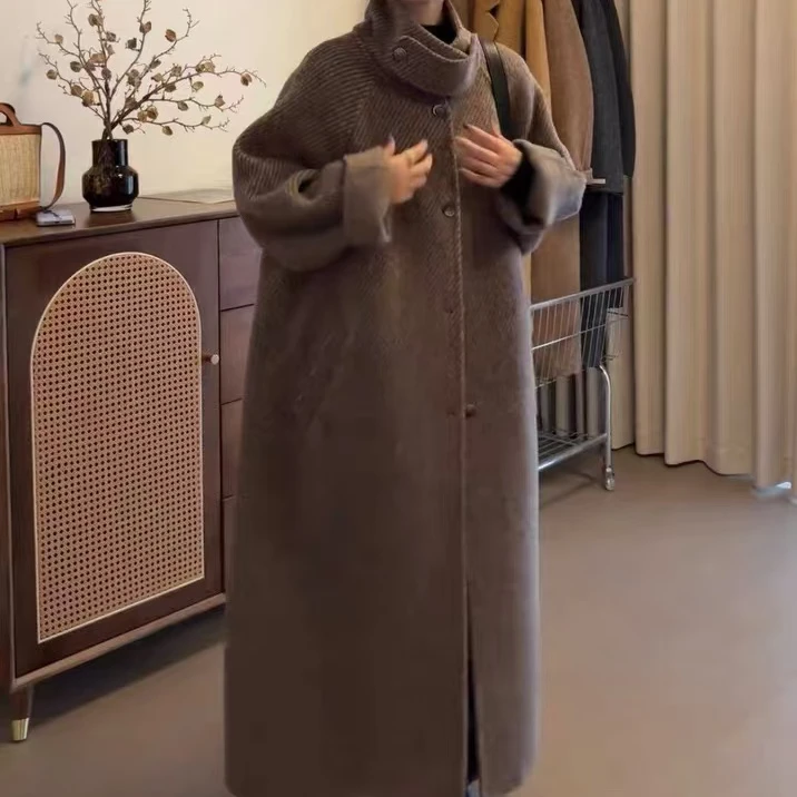 24冬季韩系新款慵懒风双面羊毛大衣#2692