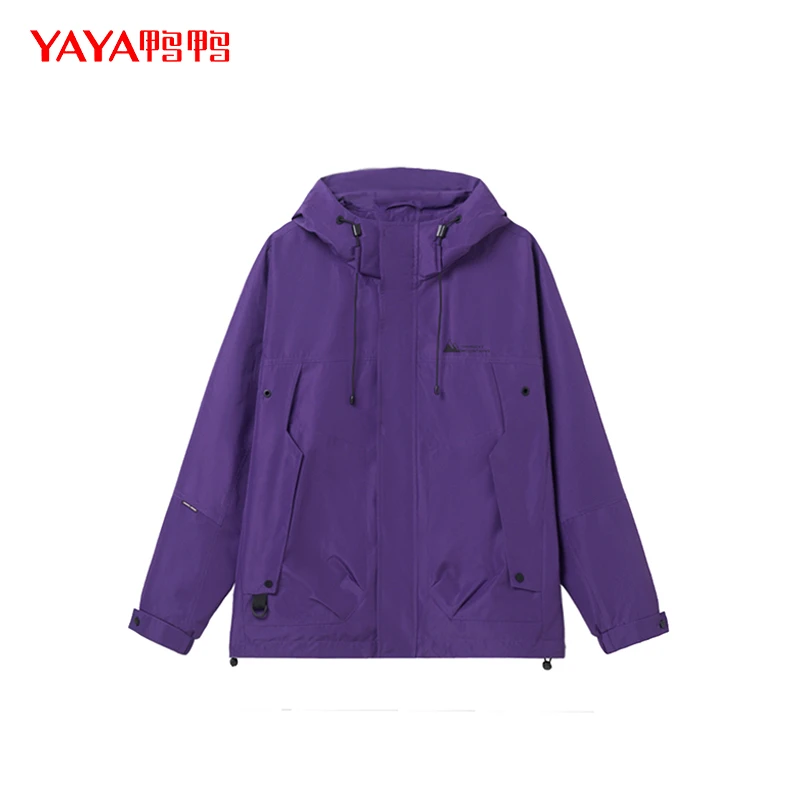 YAYA/鸭鸭春秋新款宽松休闲外套情侣款户外连帽夹克防风直播