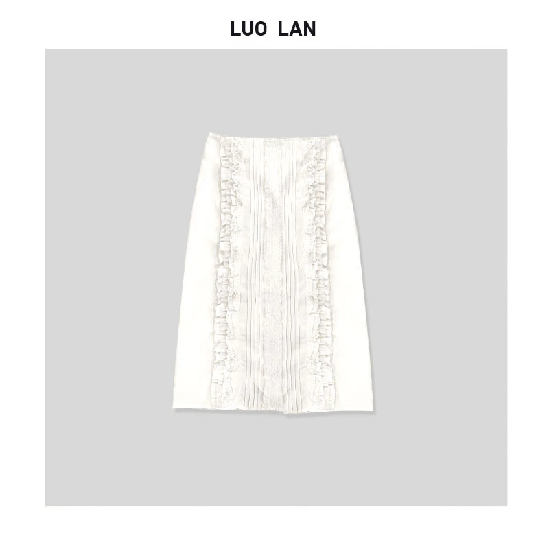 【DM】复古裥褶蕾丝荷叶边裙短款半身小白裙 YLM0010