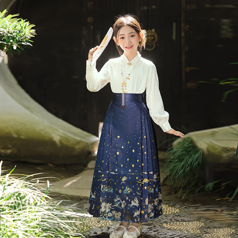 忆江南【奔月】汉服女童古风仙气高端轻奢马面裙儿童演出服亲子日常