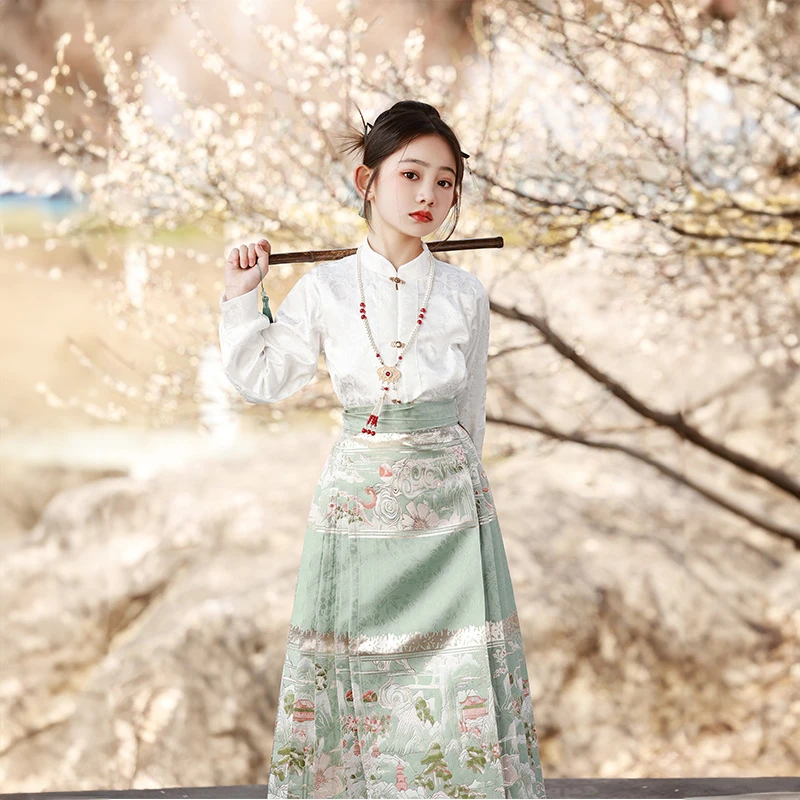 忆江南【崇光】女童汉服古风马面裙儿童织金新中式亲子装明制汉元素