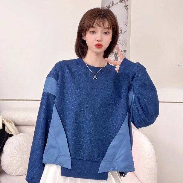 AMASS/阿玛施早秋新款休闲秋冬拼色卫衣撞色洋气卫衣女5300801