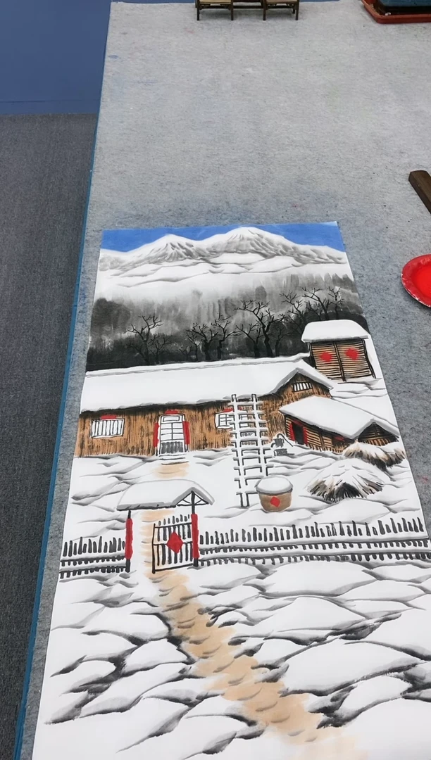 【闪购商品】绘画雪林现场原创/三尺雪景/无框/X43