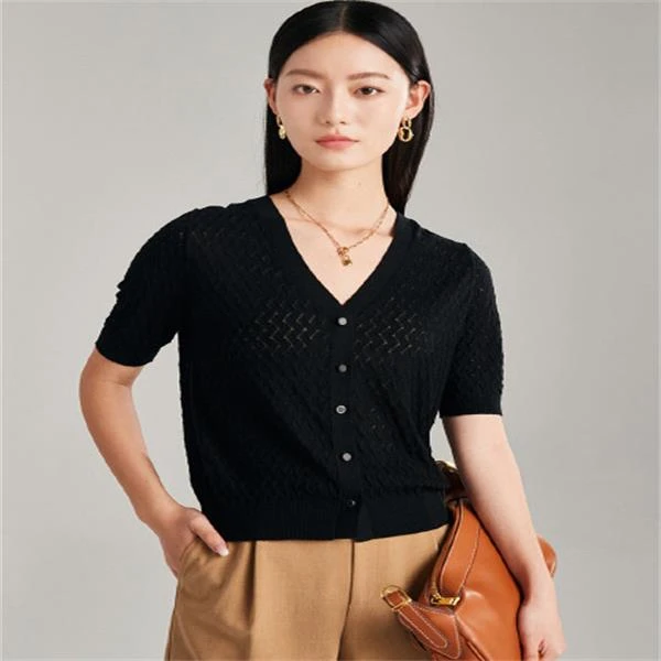24年时尚百搭纯色针织短袖开衫ET22195MZ-A