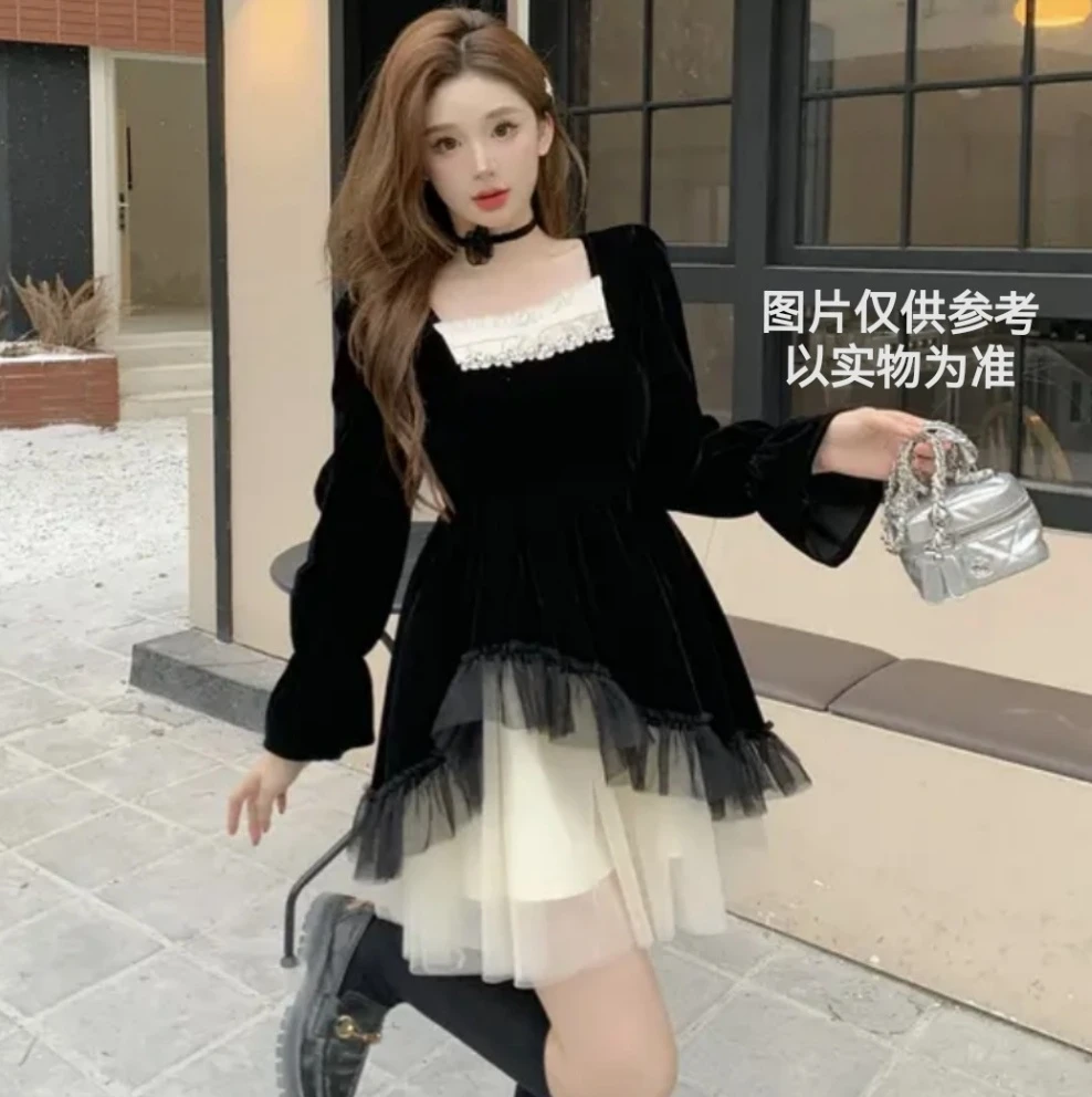 琳琳家·法式黑天鹅丝绒蓬蓬裙