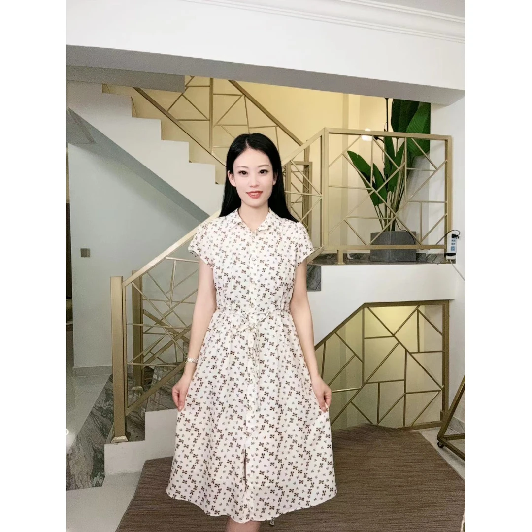 030透气裙子妈妈装高贵新款小小蝴蝶花妈妈装夏装洋气女装连衣裙