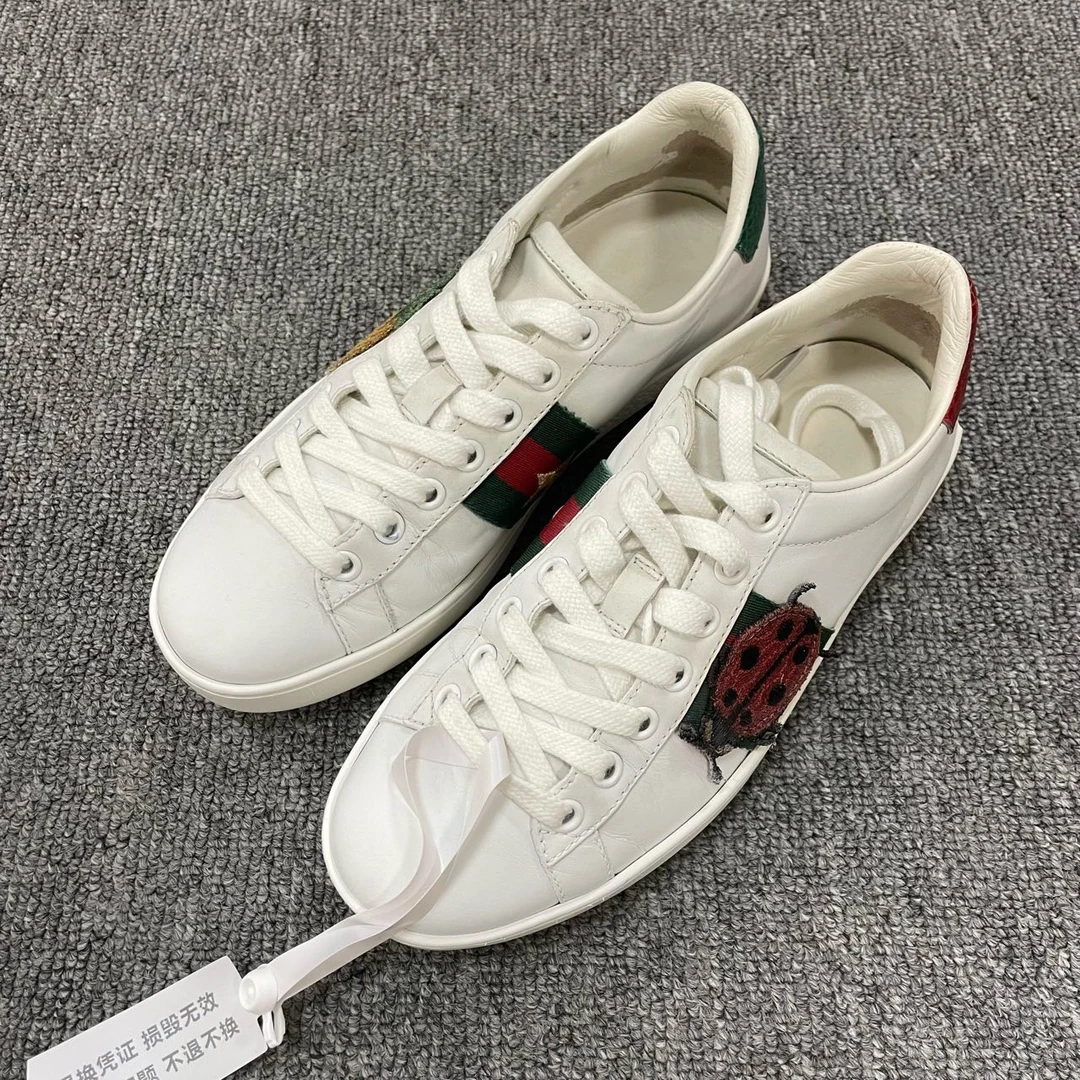 GUCCI/古驰 皮革菠萝刺绣系带运动时尚板鞋 35码/2585