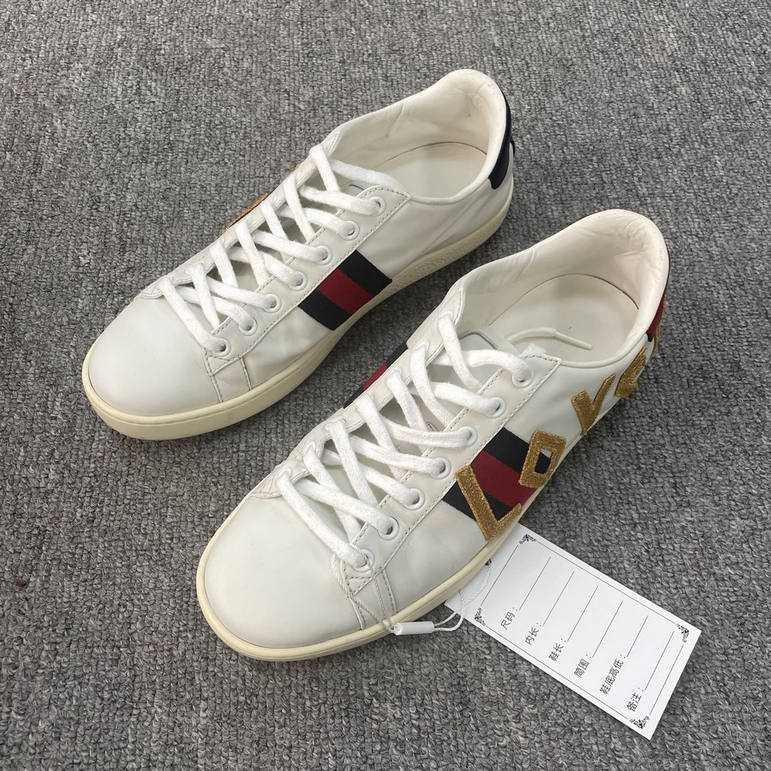 GUCCI/古驰 ACE 刺绣love贴花时尚板鞋 37.5码/4555