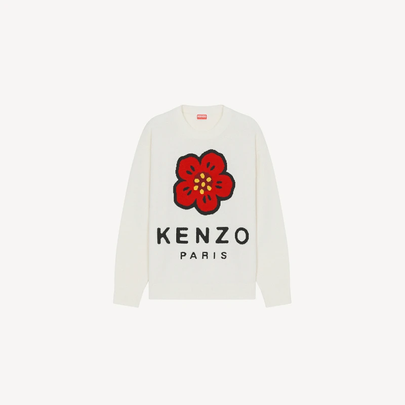 KENZO男女同款BOKE系列时尚简约百搭花朵休闲圆领羊毛针织衫毛衣