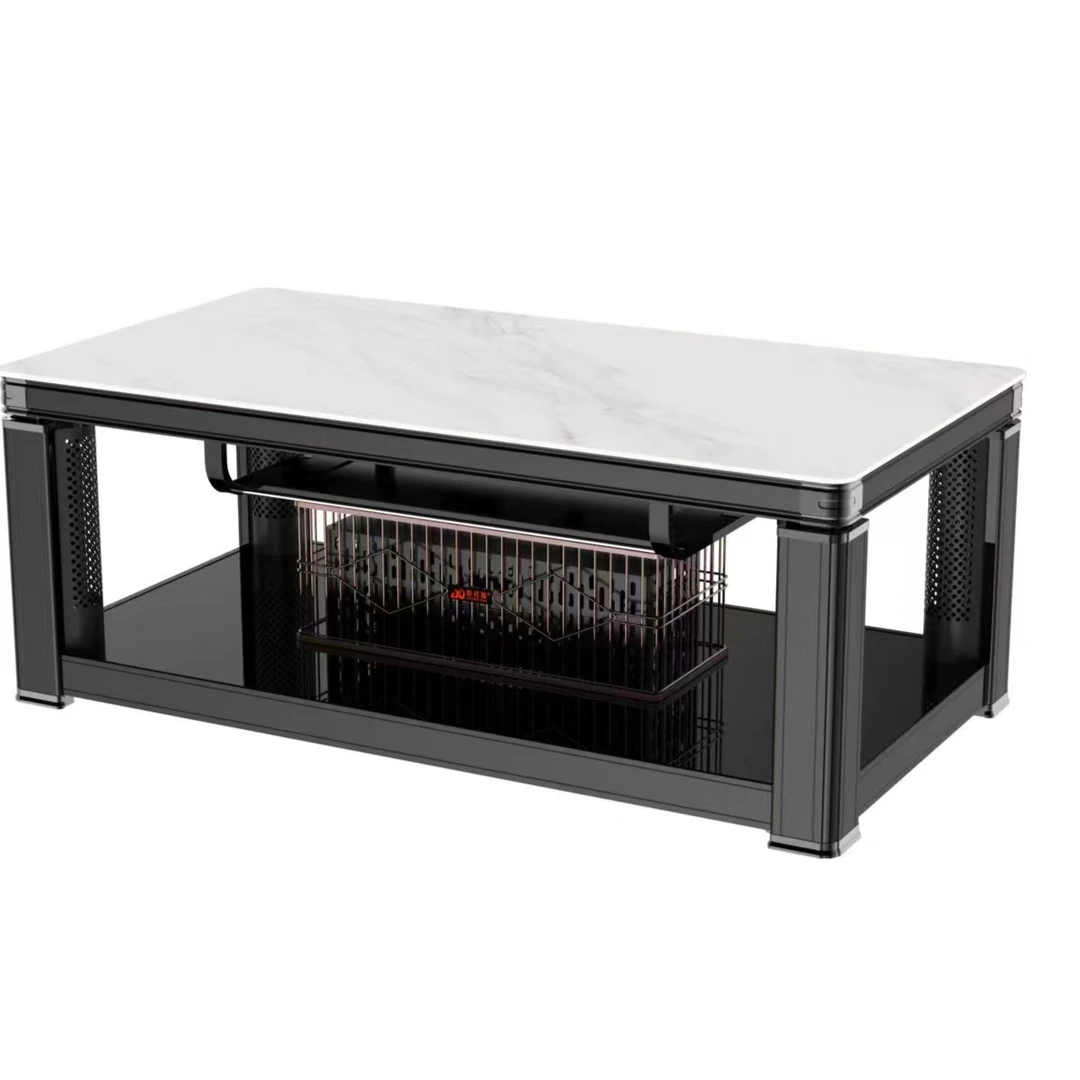 高档取暖家用气电烤火炉黑白色