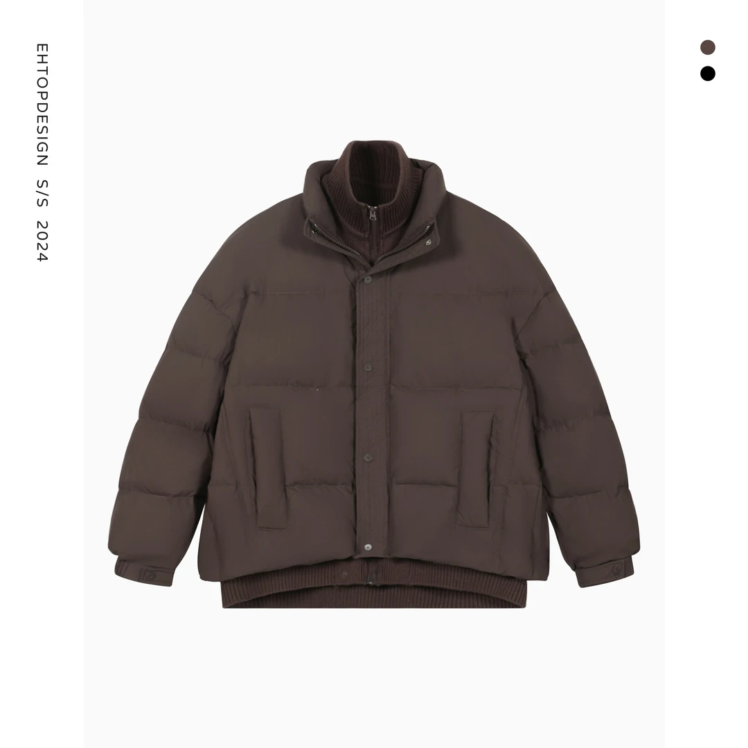 冬季新款白鸭绒蓬松简约保暖宽松假两件百搭男女款羽绒服9731