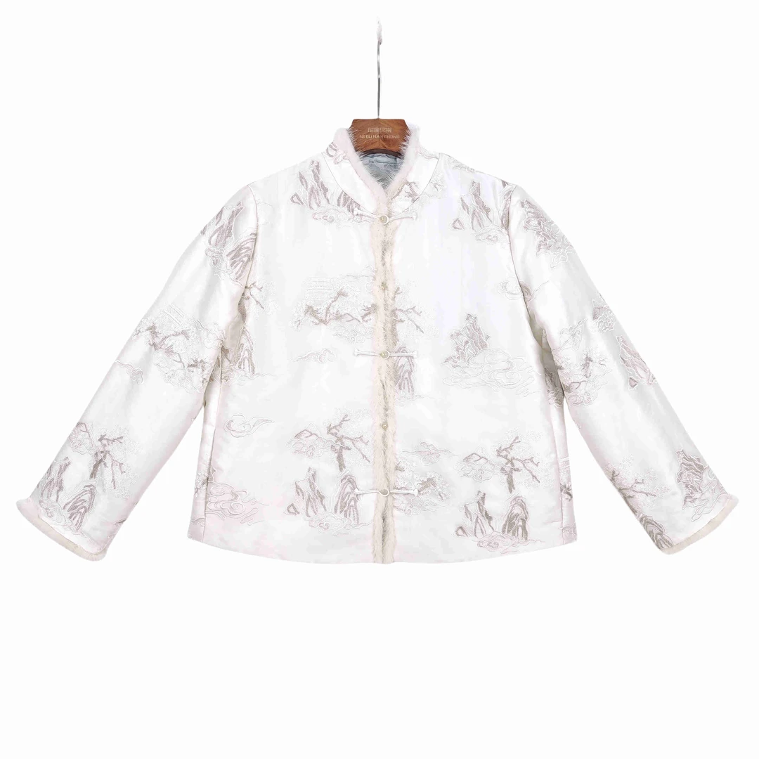 【竹愿】桑蚕丝中国风气质复古休闲时尚长袖加厚外套女57029