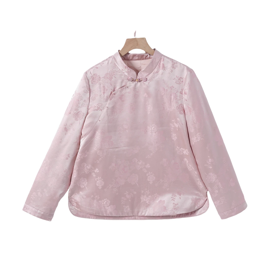 【冬意】桑蚕丝中国风气质复古休闲时尚长袖加厚衬衣女2416519