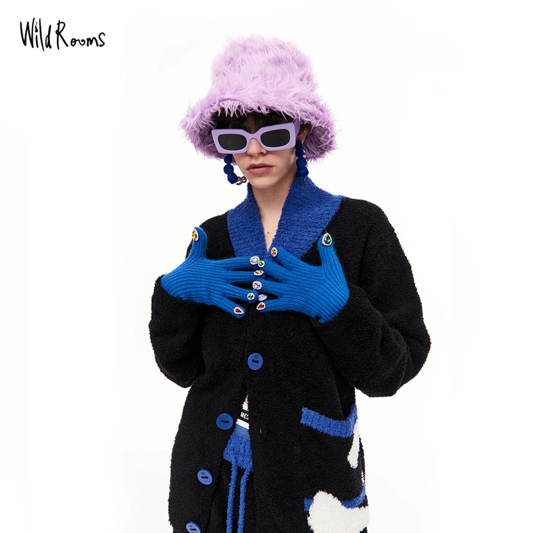 【反季大促】WildRooms半边绒保暖可外穿时尚黑色情侣家居服套装