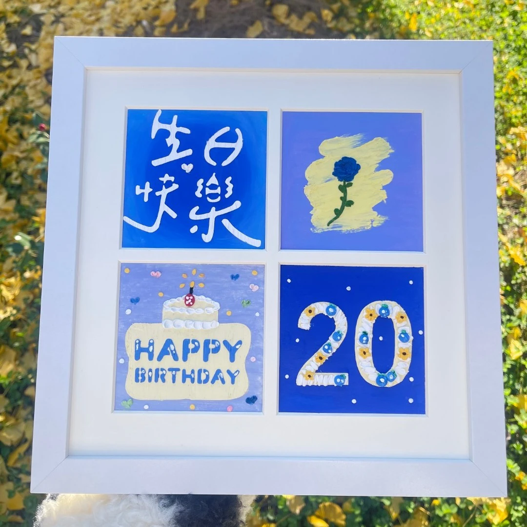 油画棒diy材料包齐全自制生日礼物肌理画四宫格画框工具数字油画