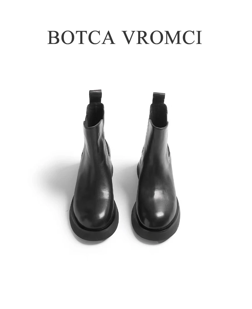BOTCAVROMCI【芯片】真皮靴01高版百搭短筒真皮时尚切尔西双12爆款