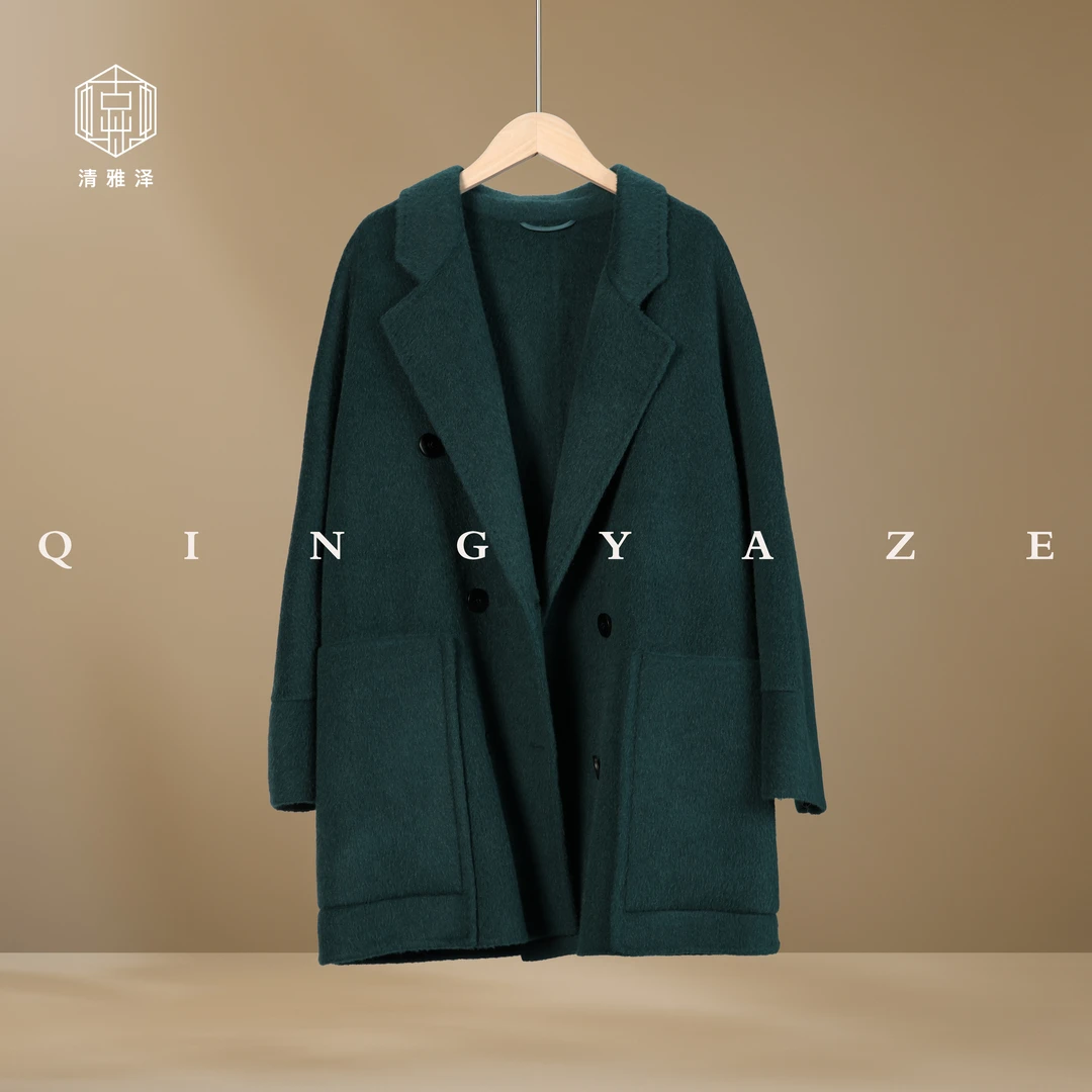 复古黛绿！17微米阿拉善骆驼绒大衣！GZ4684