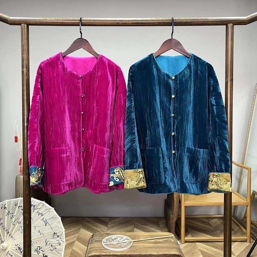 惊鸿舞！国风刺绣浮雕肌理感丝绒新中式外套！GZ3509