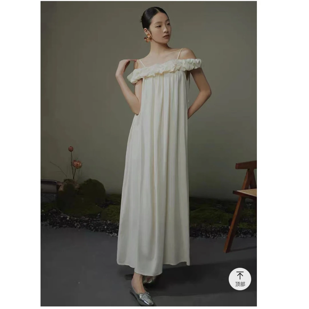 法式优雅一字领露肩连衣裙