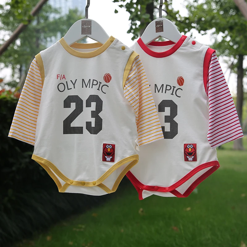 春夏新款上新儿童婴儿幼儿幼童宝宝长袖运动休闲连体衣包屁衣3010