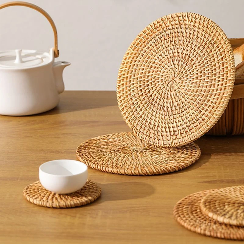手工越南藤编防烫壶垫日式茶杯子隔热托餐盘碗垫茶道零配件藤垫