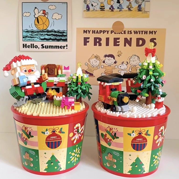 圣诞树与老人加湿器积木小颗粒女孩系列成人版圣诞节儿童礼物女生