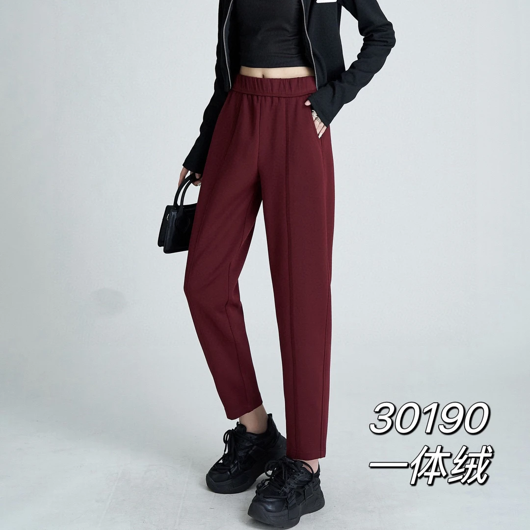 30190反季加绒休闲裤秋冬弹力百搭显瘦宽松