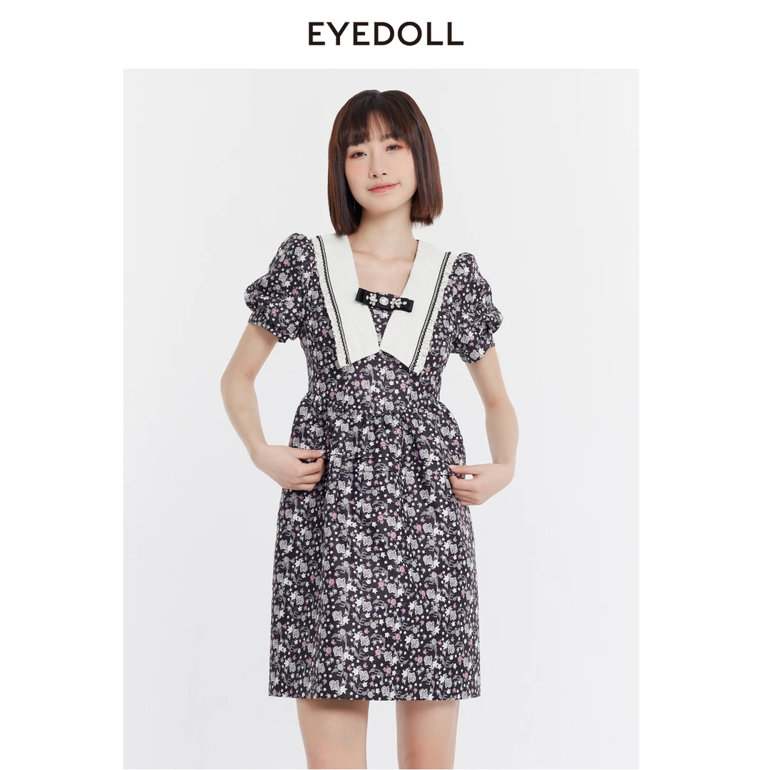 EYEDOLL【商场同款】24夏季温婉风盐甜系减龄收腰女装连衣裙EPB518K