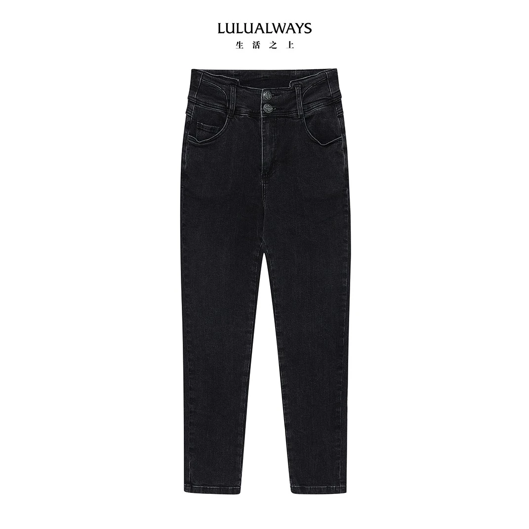 LULUALWAYS 秋季 复古气质显瘦牛仔长裤 ANC3001