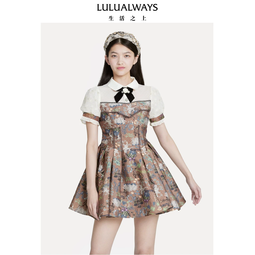 LULUALWAYS 23秋 甜美泡泡短袖公主连衣裙 LOC5052