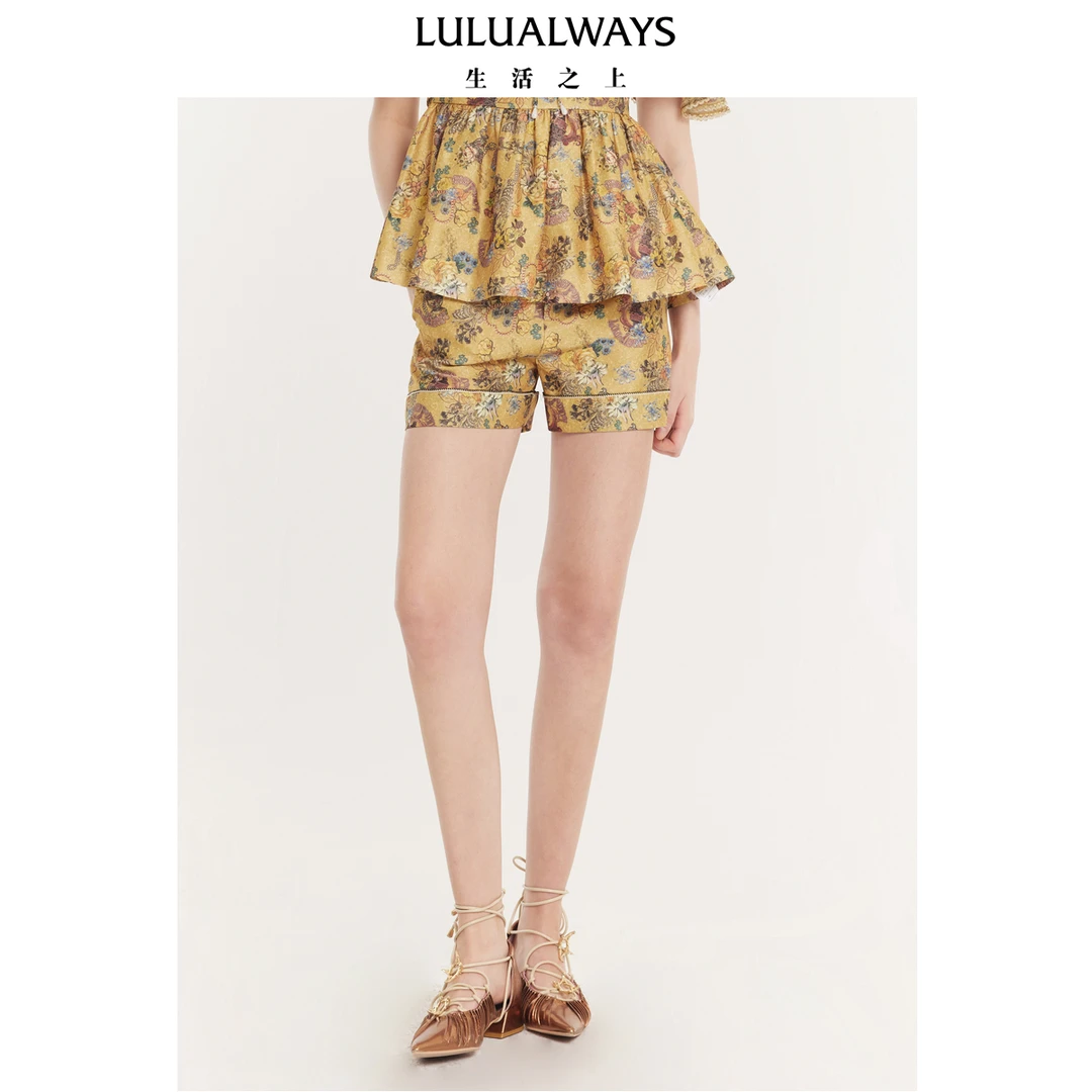 LULUALWAYS24夏季新款时尚摩登设计感直筒裤短裤LPB300K