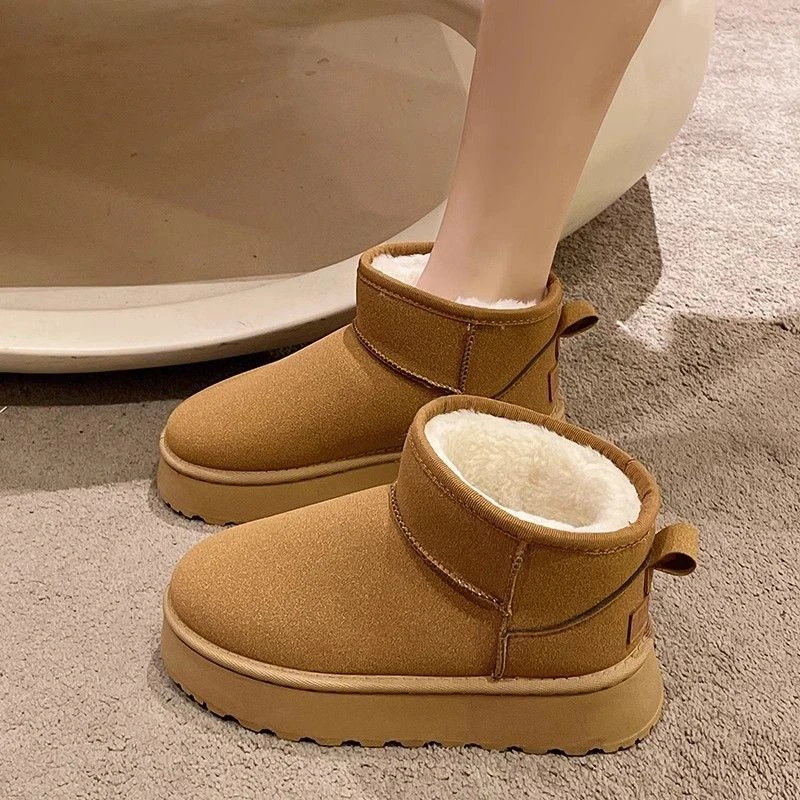 Z19厚底雪地靴女款2024新款冬季松糕厚底外穿加绒保暖防滑棉鞋靴