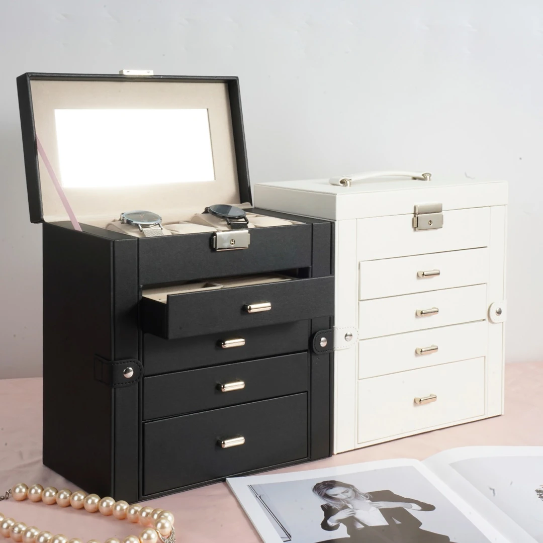 首饰盒/箱 新款五层双开高档首饰箱精致轻奢珠宝收纳盒结婚送礼