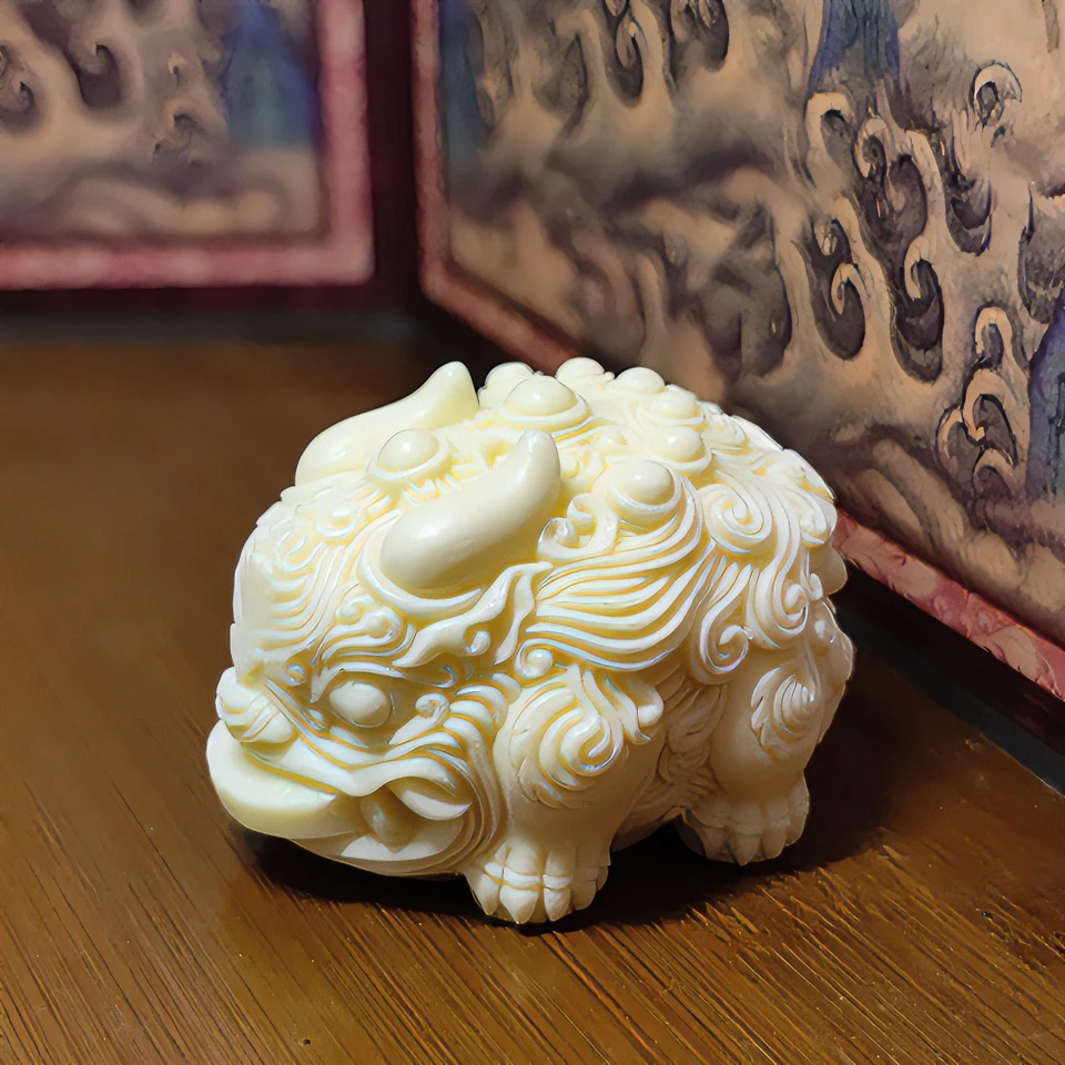 双头貔貅菩提象牙果文玩盘玩雕刻