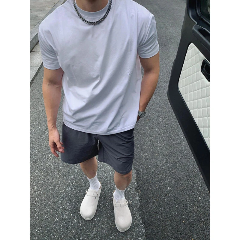 深灰色冰丝短裤男夏季薄款美式cleanfit篮球运动裤子速干五分中裤