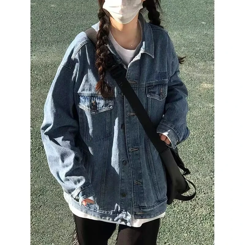 cleanfit牛仔外套男春秋美式复古宽松情侣夹克oversize工装牛仔衣