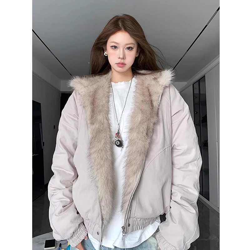 美式cleanfit座山雕棉服外套男款秋冬季加绒加厚防寒毛领连帽夹克