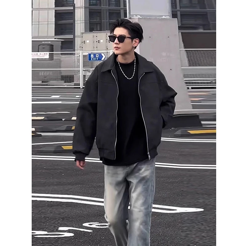 cleanfit美式皮衣外套男潮高级感痞帅短款夹克ootd穿搭春秋棒球服