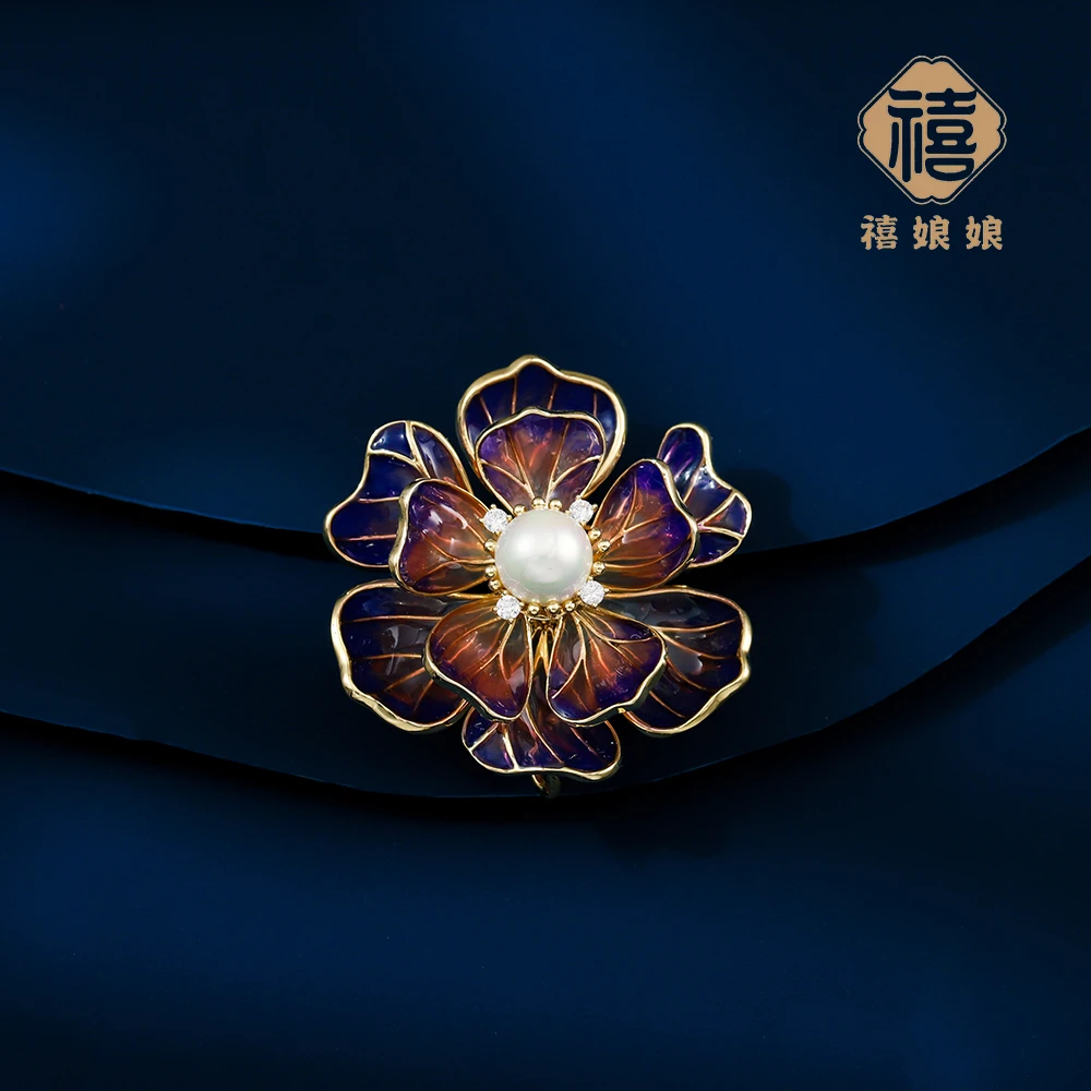 铜合金仿水晶胸针 禧娘娘大牌气质胸针-勿忘我J1151古风百搭重工