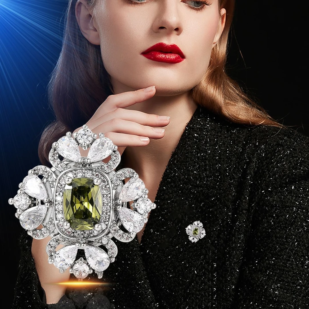 铜合金仿水晶胸针 禧娘娘小众手工时尚创意复古大衣胸针-S3181