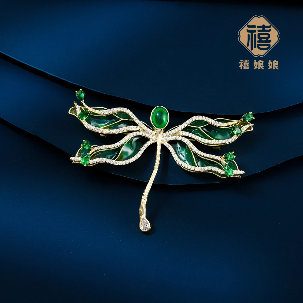 铜合金仿水晶胸针 禧娘娘经典百搭大气轻奢-夏日蜻蜓J1211