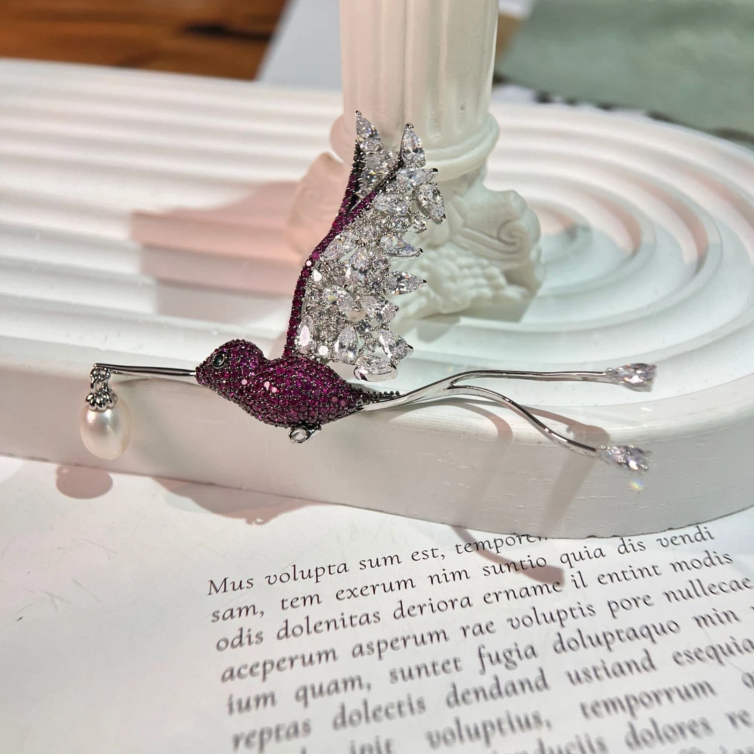 铜合金仿水晶胸针 禧娘娘小众手工时尚西服复古大衣胸针-X1002