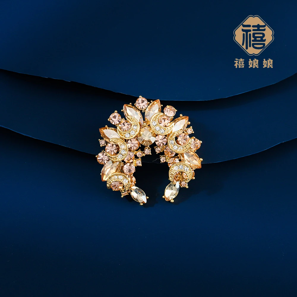 铜合金仿水晶胸针 禧娘娘小众高端胸针-独宠金S1246经典百搭精致