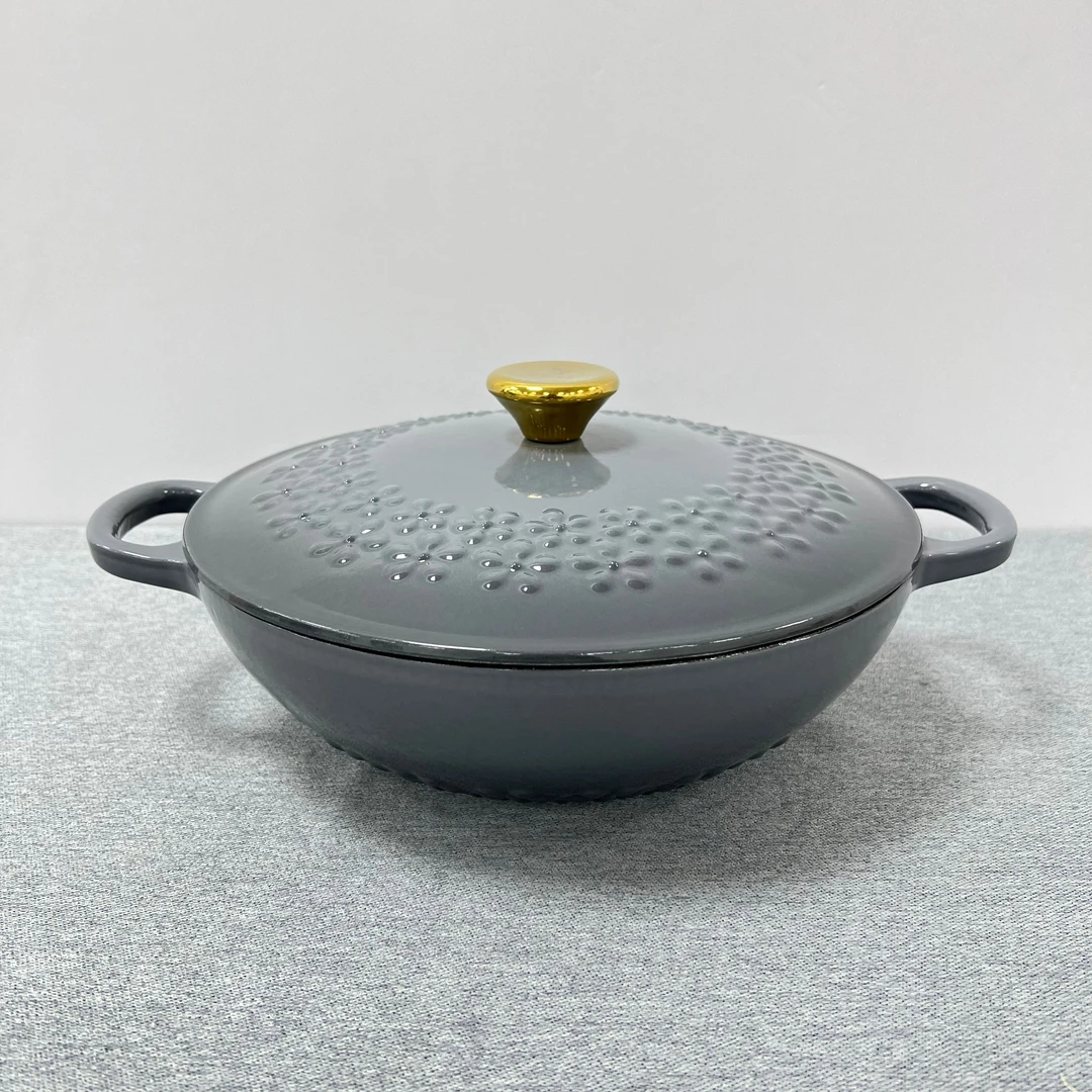 H802 太阳花妈咪锅珐琅锅 27*8.5CM 带盖重约4.54KG