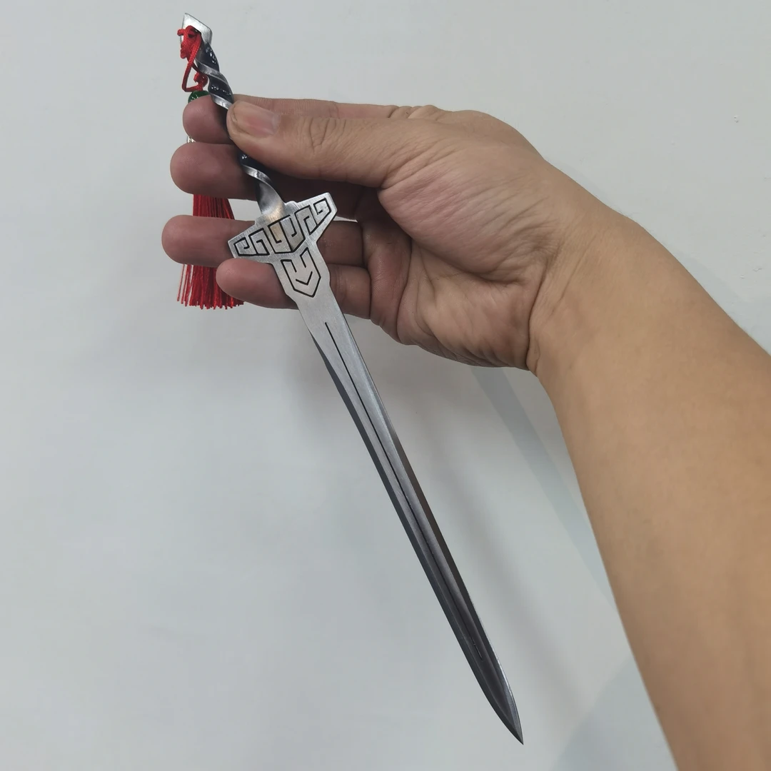 妖剑龙泉手工锻打钢制桌面微型兵器摆件茶针茶刀未开刃