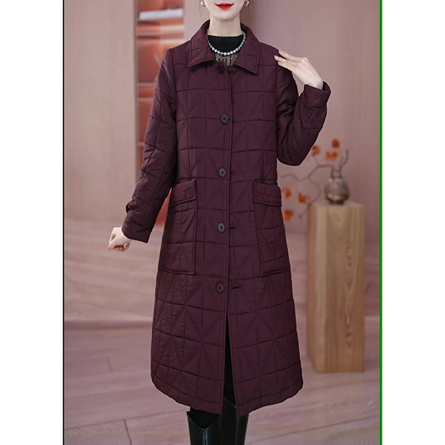 2024冬季新款气质时尚减龄显瘦保暖夹棉外套中长款夹棉大衣B32