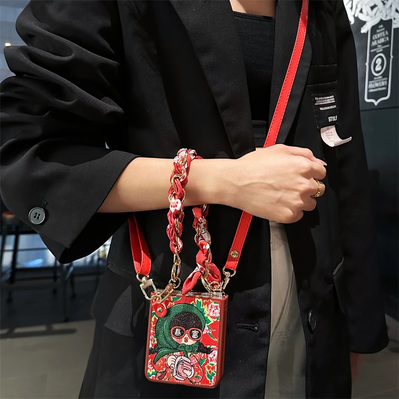 guyo适用小富婆华为pocket2折叠手机壳斜挎绳nova翻盖magicvflip