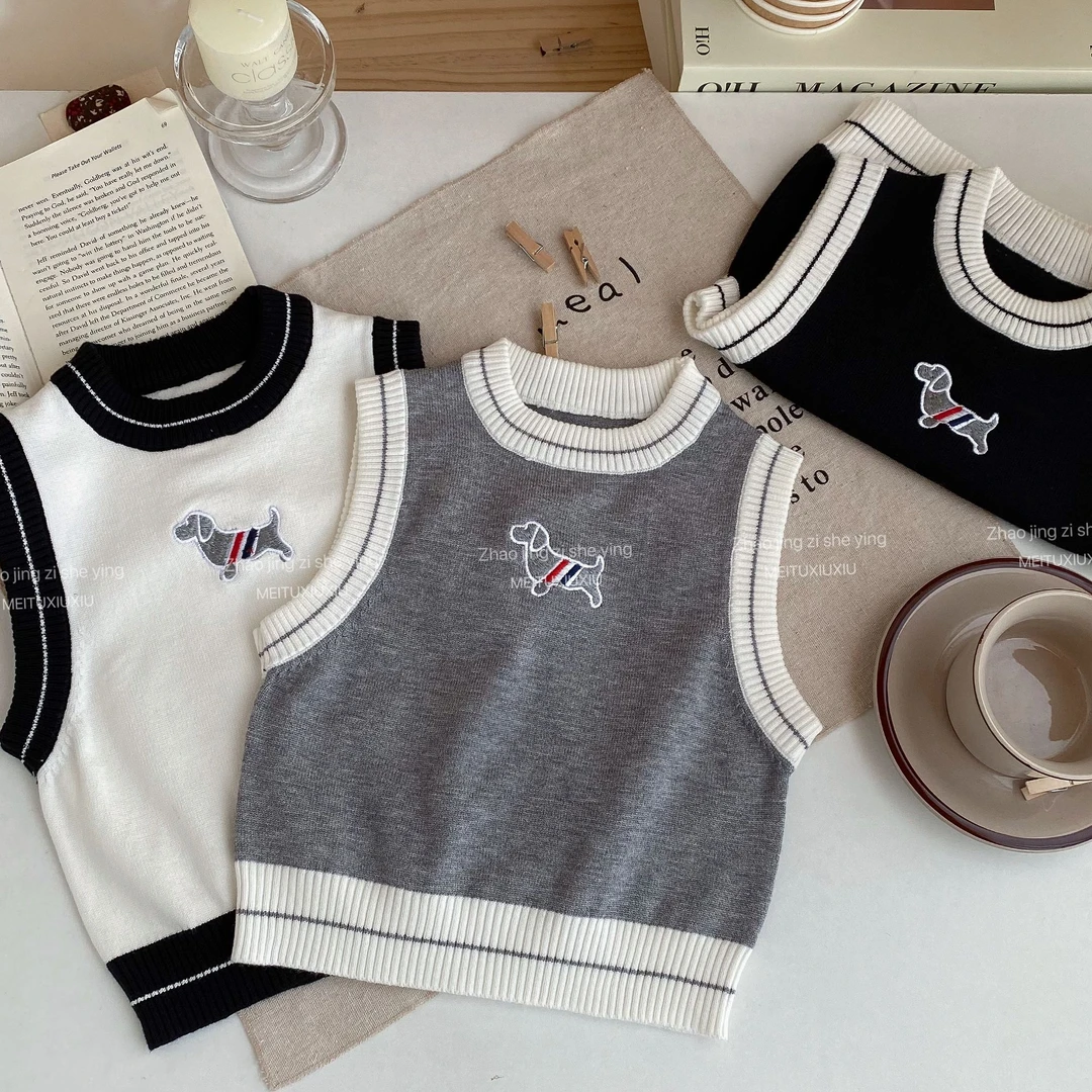 23072-秋冬新款韩国小狗立体加厚男女童小童秋季洋气ins背心马甲