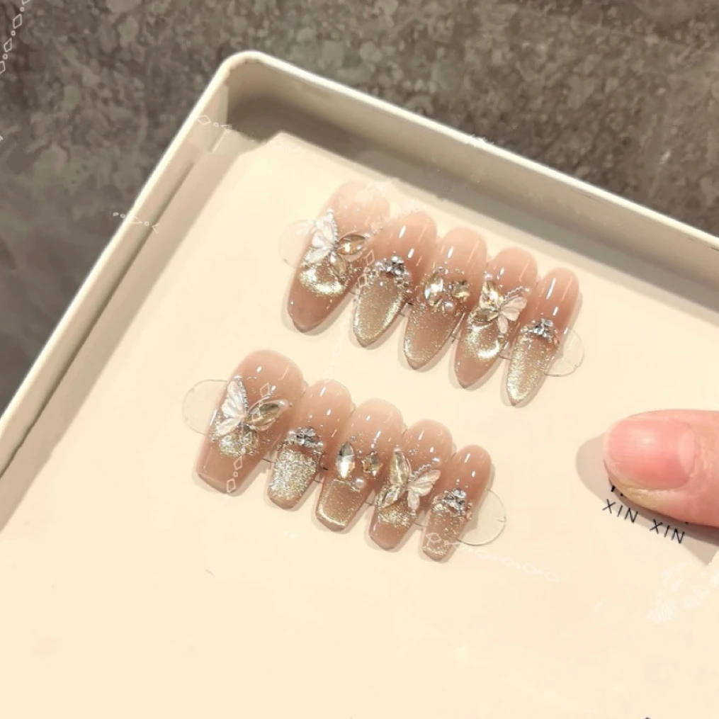 星辰女神新款高品质纯手工穿戴甲美甲贴穿戴式光疗猫眼流行显白