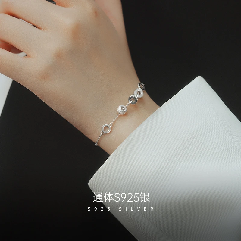 925银手链 转运小蛮腰手链女简约时尚小众设计三环三圈手饰品潮